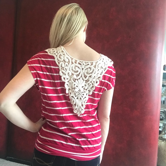 Express Lace Striped Blouse Size S - Picture 3 of 6